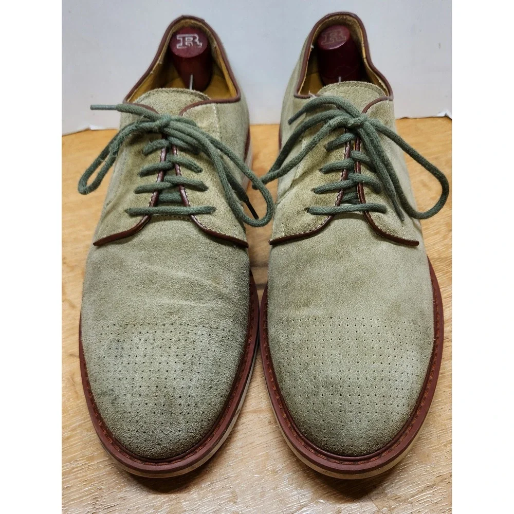 VTG Armani Collezioni Sage Green Suede Perforated WHOLECUT! Derby 44 EU US 11